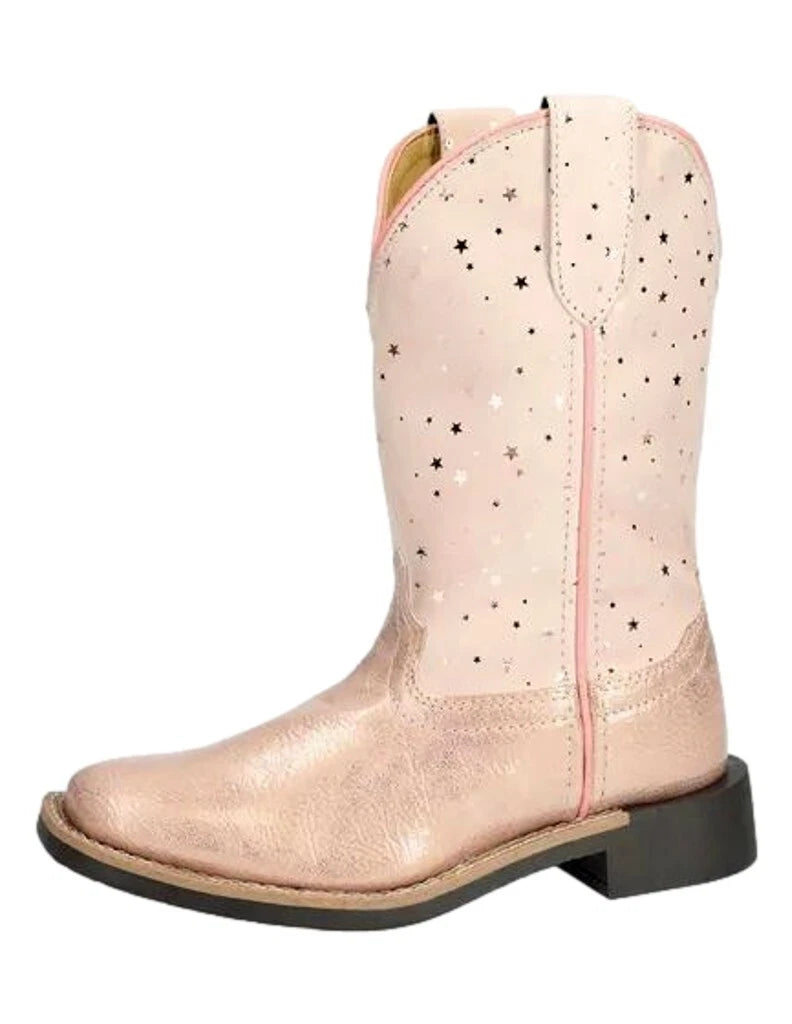 Smoky Mountain Western Boots Girls Starlight Square Toe Pink