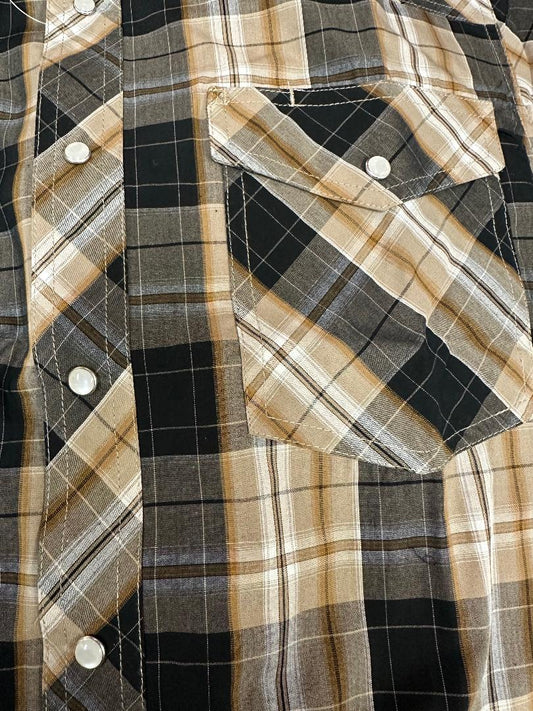 Wyoming Traders Men's Long Sleeve Plaid Shirt - Black & Tan