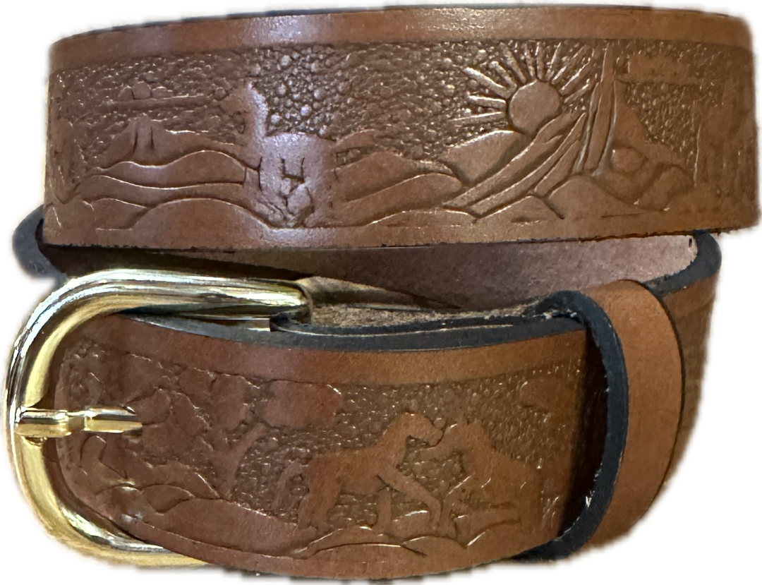 Stag Belts Kids Brown Horses & Mountain Scene