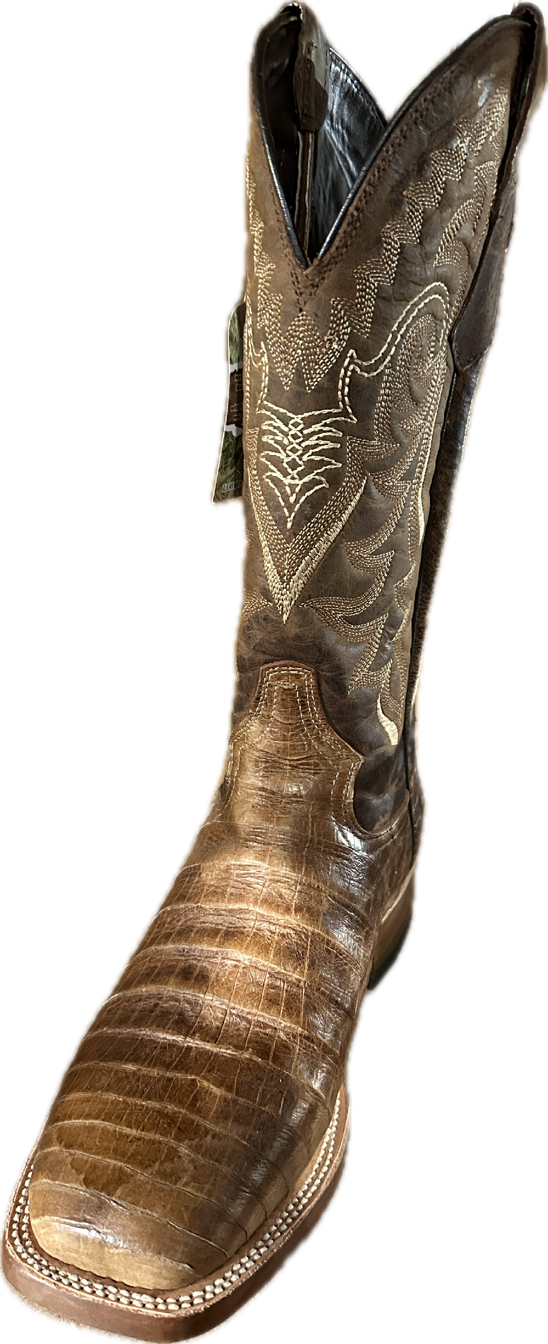 Tanner Mark Women's Brown Gator Print Square Toe Boots