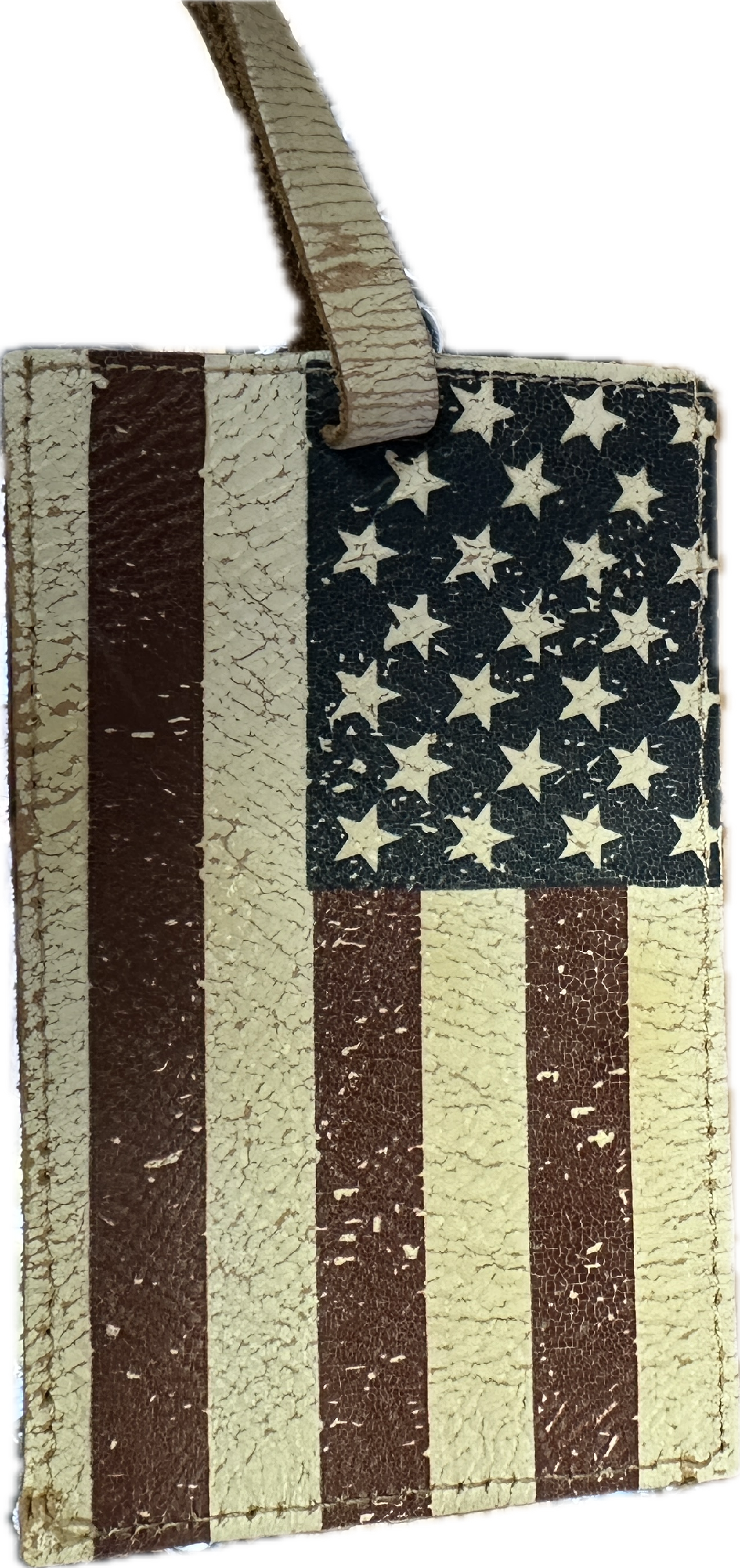 Double S Leather American Flag Luggage Tag