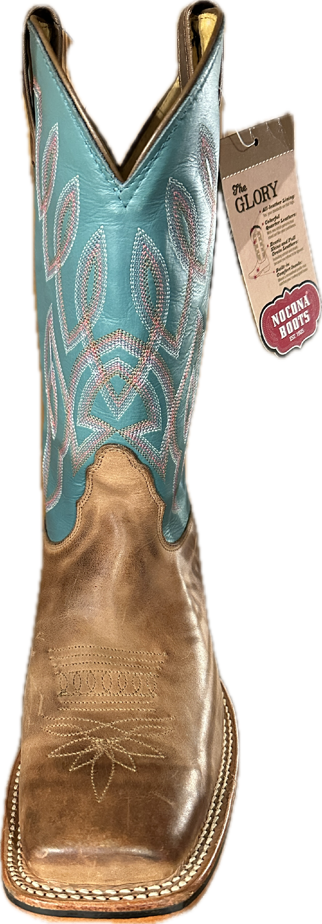 Nocona Women's Brown Square Toe with Turquoise Shaft