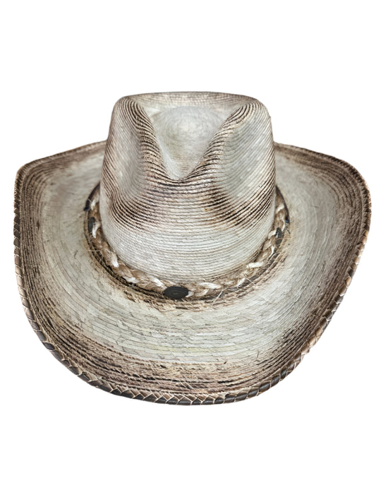 Alamo Hats Sabinal Palm Leaf Hondo Crown with Stampede String