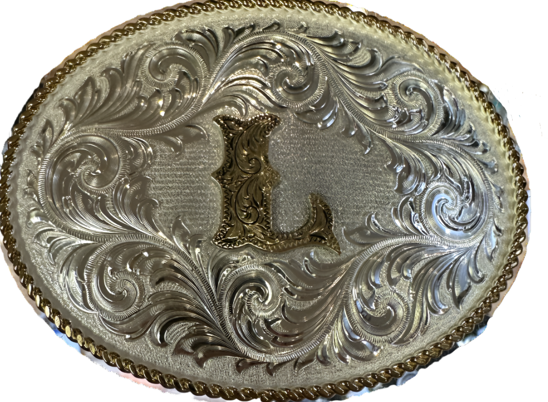 Montana Silversmith Classic Western Custom Two-Tone Oval Buckle with Initial L