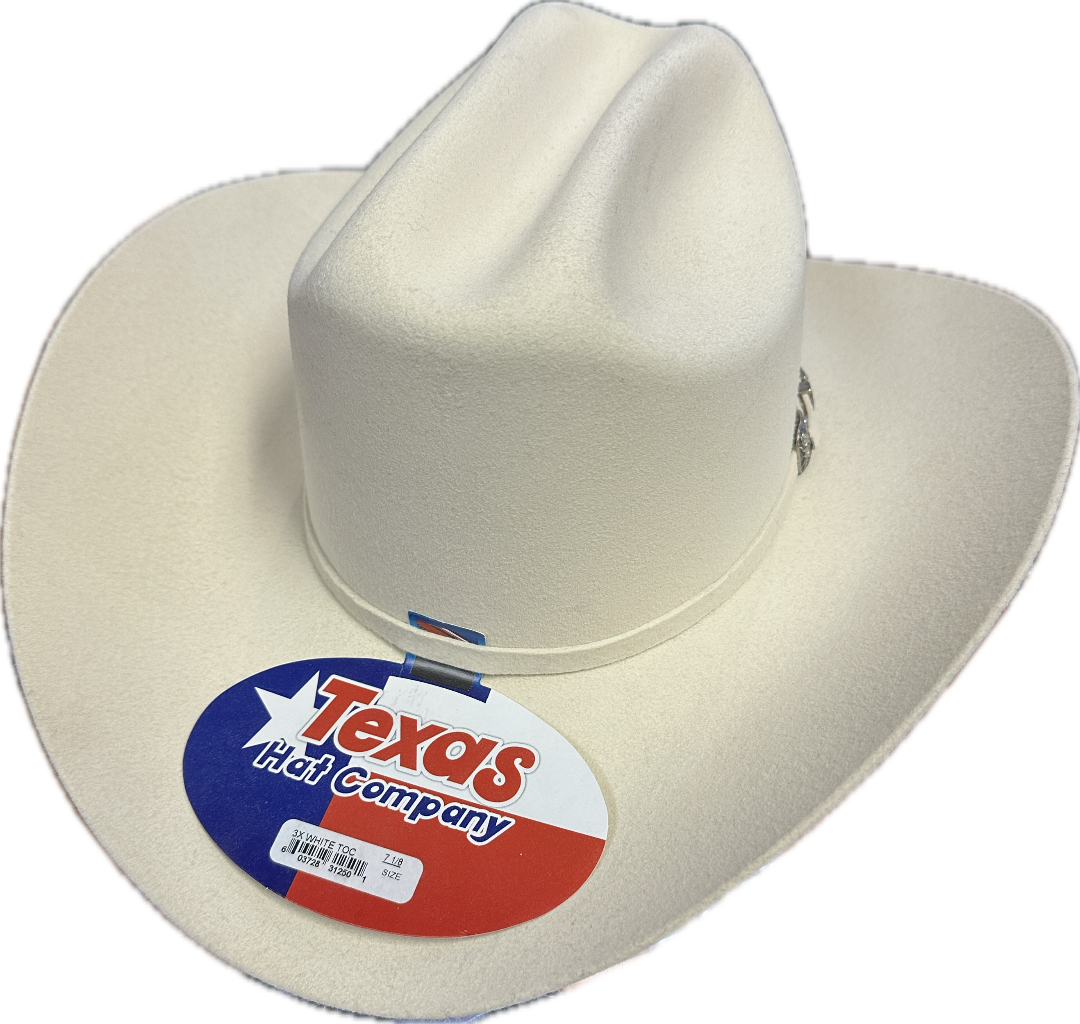 Texas Hat Co. 3X Felt Hat White Toc