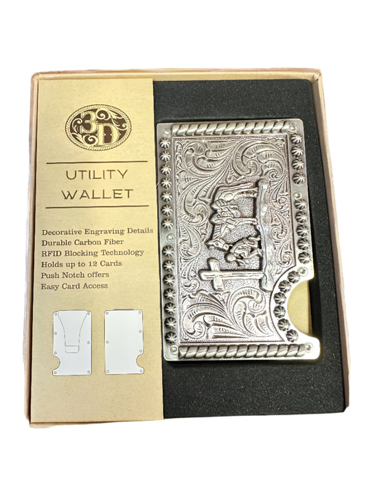 3-D Belt Co. Utility Wallet - Engraved Cowboy Prayer