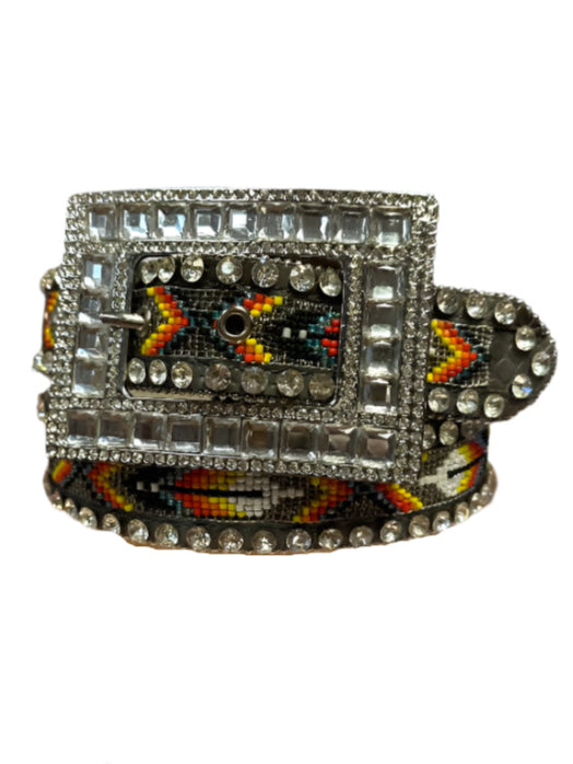 Nocona Belt - Aztec Beaded Pattern with Rhinestones