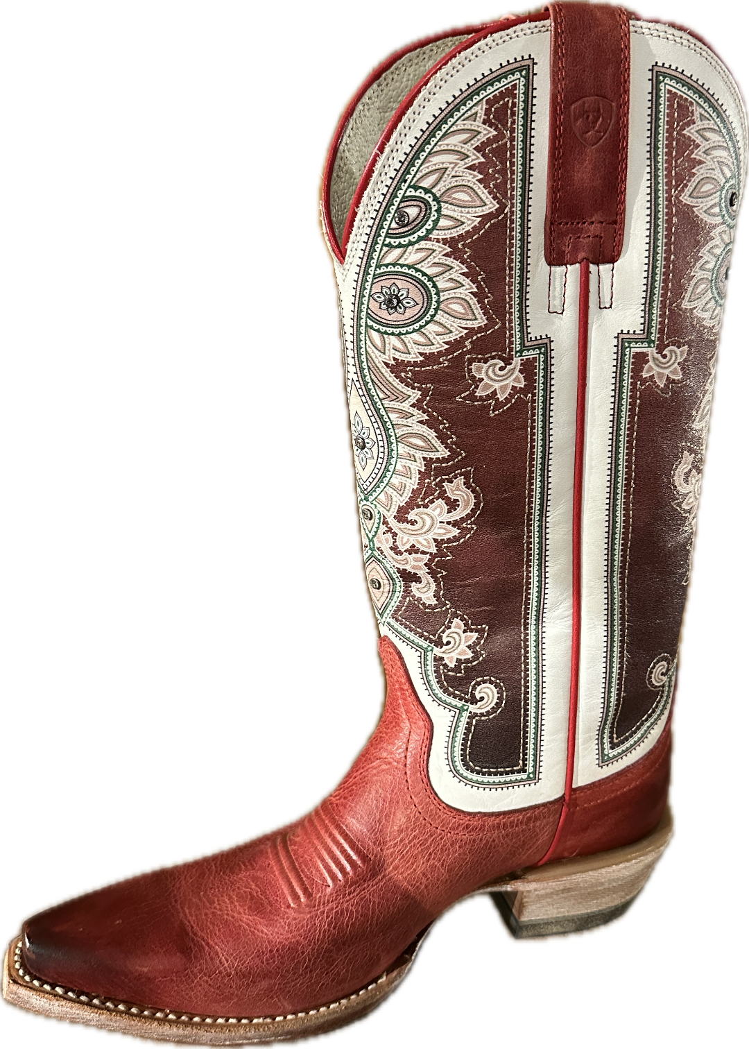 Ariat Women's Alameda Snip Toe, Red, White and Green Boots