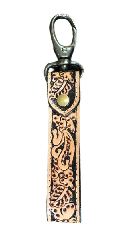 Challenger Handcrafted Tooled Leather Key Fob