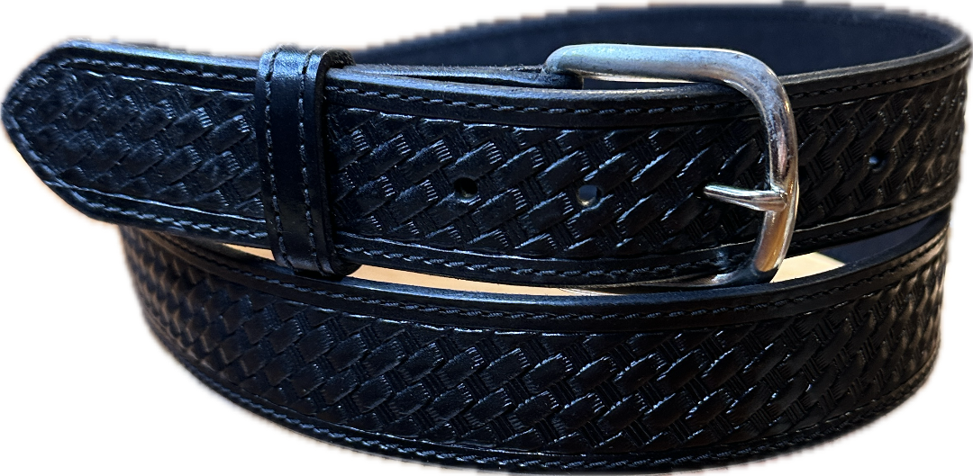 Visalia Black Uniform Basket Weave Patterned Belt