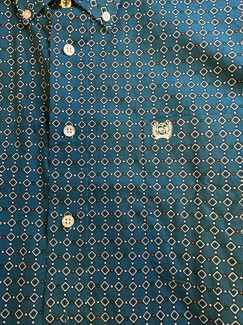 Cinch Men's Long Sleeve Western Shirt - Blue with White & Black Diamonds