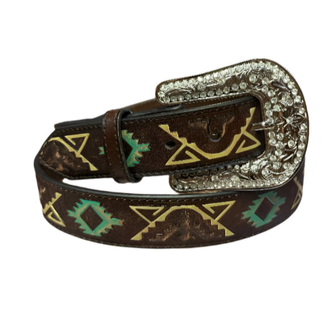 Nocona Belt - Aztec Printed Brown Leather
