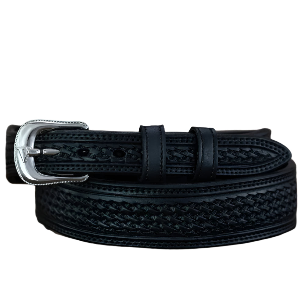Vogt Black Basket Weave Pattern 1-1/2" Tapered to 1" Belt