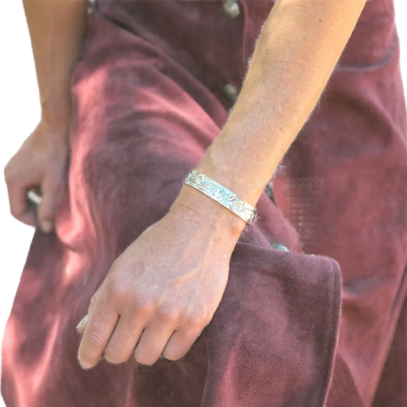 Vogt Silversmiths The Ladies Cuff Engraved Sterling Bracelet