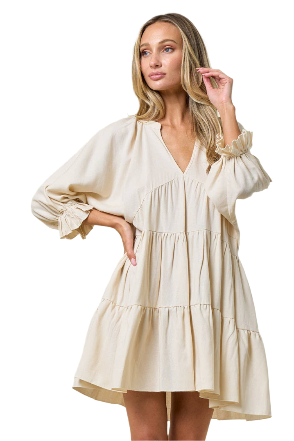 Saints & Hearts Women's Dress - Shell Linen Tier Dress Diamond W Western Wear Saints & Hearts Women's Dress - Shell Linen Tier Dress Diamond W Western Wear