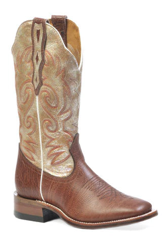 Boulet Women's Square Toe, Brown with Pearl Shaft Boots