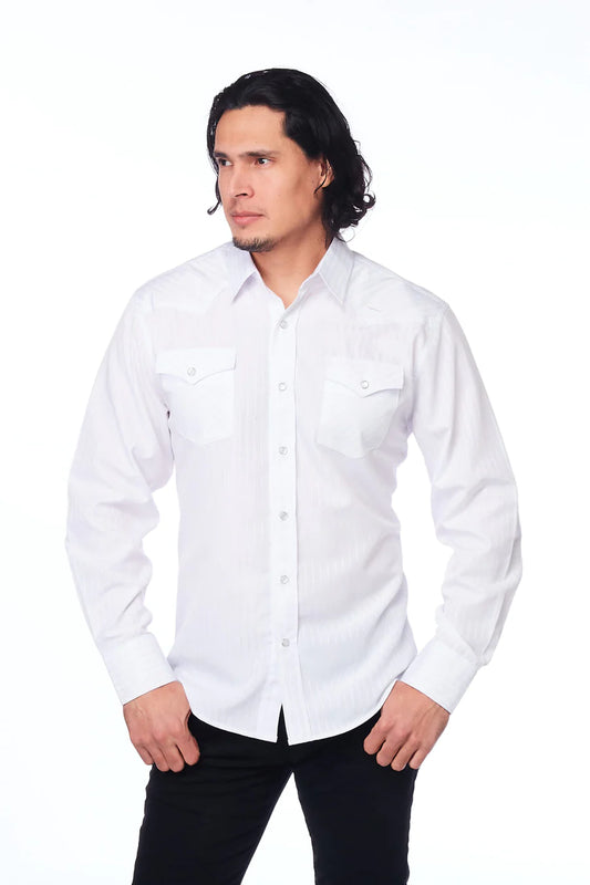 Rodeo Clothing Men's Long Sleeve Shirt - White 2-Tone