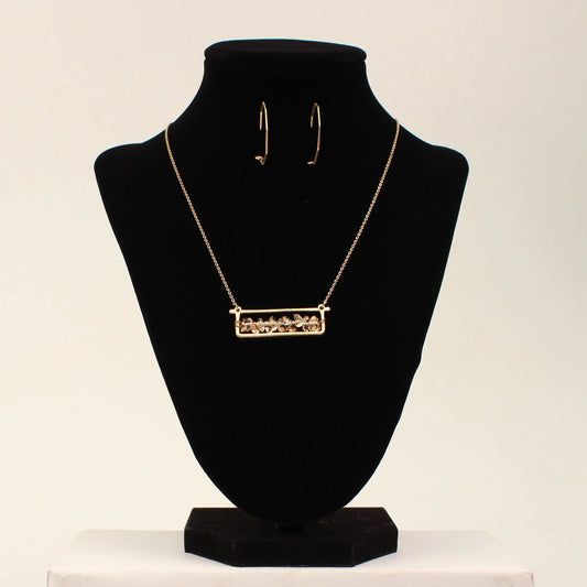 Blazin Roxx Burnished Gold Open Bar with Topaz Beads Jewelry Set