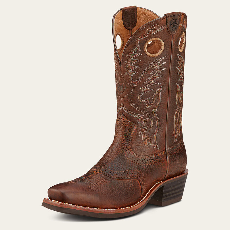 Ariat Men's Boots - Heritage Roughstock Western Boot "Brown Oiled Rowdy"