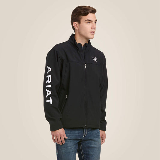 Ariat Men's Jacket - Black Softshell with Ariat Letters on Sleeve