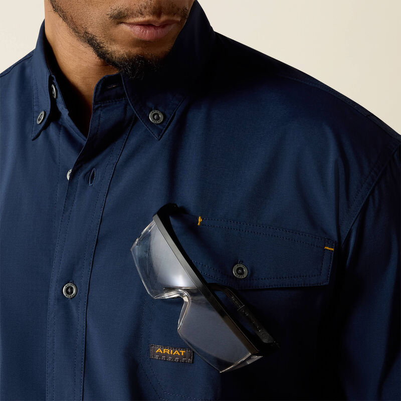 Ariat Men's Short Sleeve Rebar Made Tough VentTEK DuraStretch Navy Work Shirt
