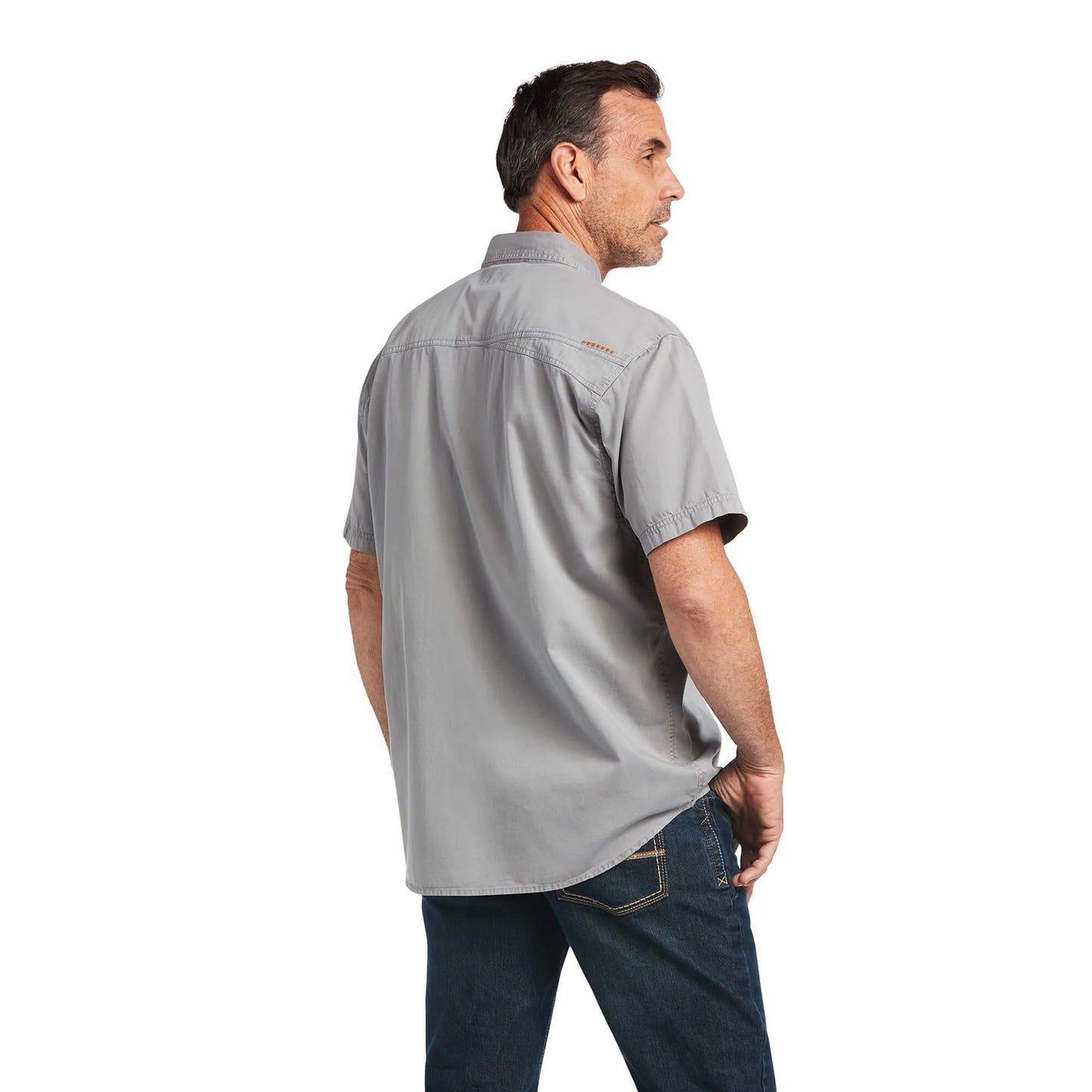 Ariat Men's Short Sleeve Rebar Washed Twill Silver Fox Work Shirt