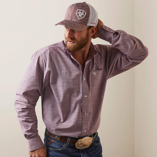 Ariat Men's Long Sleeve Shirt - Solid Slub Classic "Wine Club"