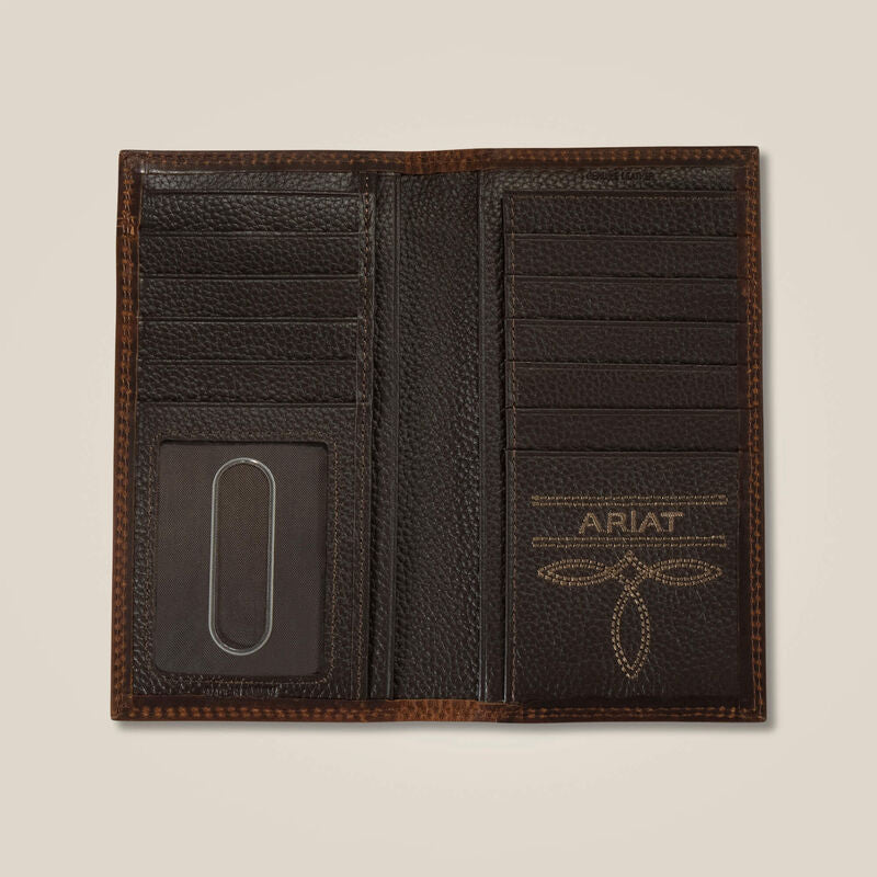 Ariat Wallet - Brown Leather Center Ridge Rodeo Wallet/Checkbook Cover