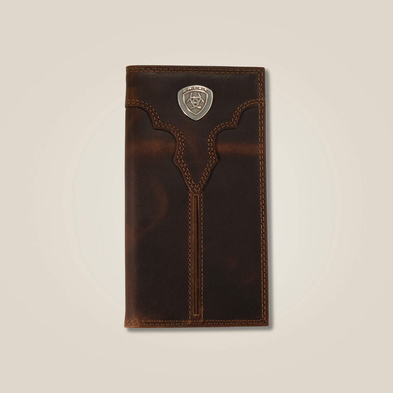 Ariat Wallet - Brown Leather Center Ridge Rodeo Wallet/Checkbook Cover