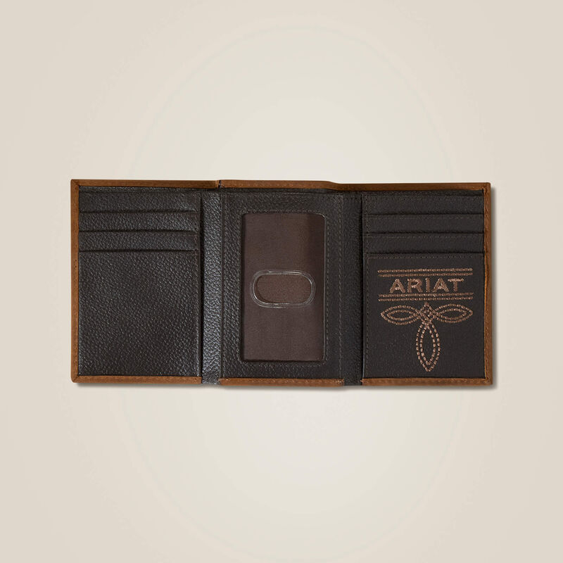 Ariat Brown Flag Shield Tri-Fold Wallet