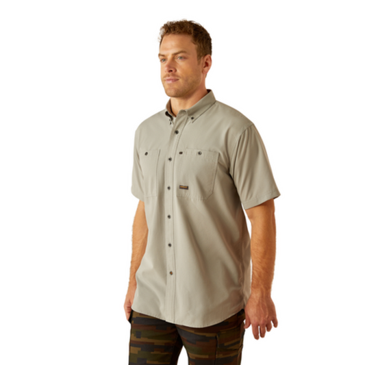 Ariat Men's Short Sleeve Rebar Made Tough 360 Airflow Work Wild Dove Shirt
