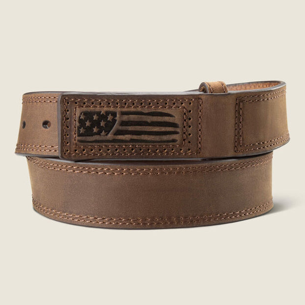 Ariat Work Flag Brown Scratchless Belt