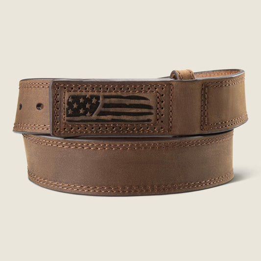 Ariat Work Flag Brown Scratchless Belt