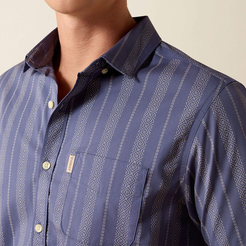 Ariat Men's Short Sleeve Maddox Blue Print Modern Fit Shirt