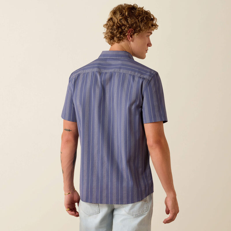 Ariat Men's Short Sleeve Maddox Blue Print Modern Fit Shirt