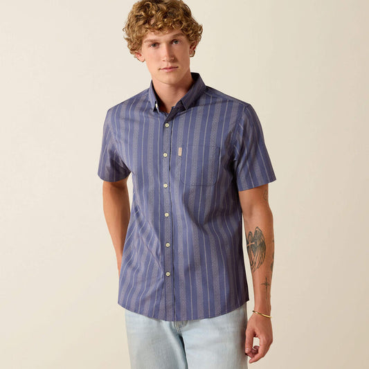 Ariat Men's Short Sleeve Maddox Blue Print Modern Fit Shirt