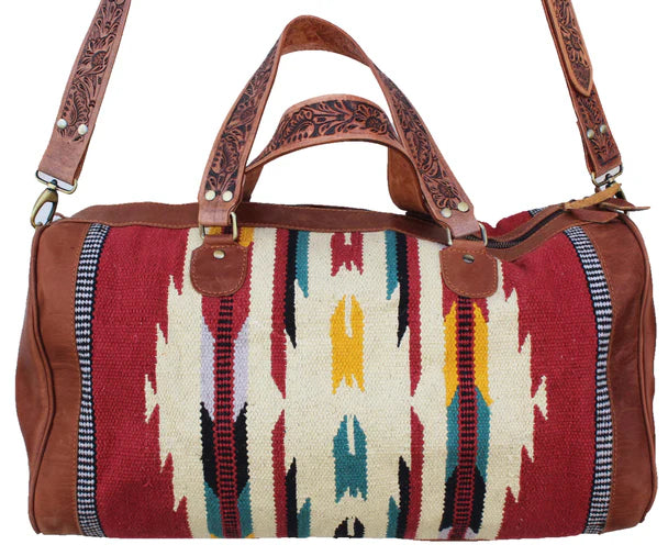 Challenger Western Leather Handwoven Travel Weekender Carry-On Duffle Bag
