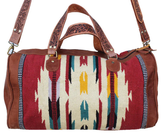 Challenger Western Leather Handwoven Travel Weekender Carry-On Duffle Bag