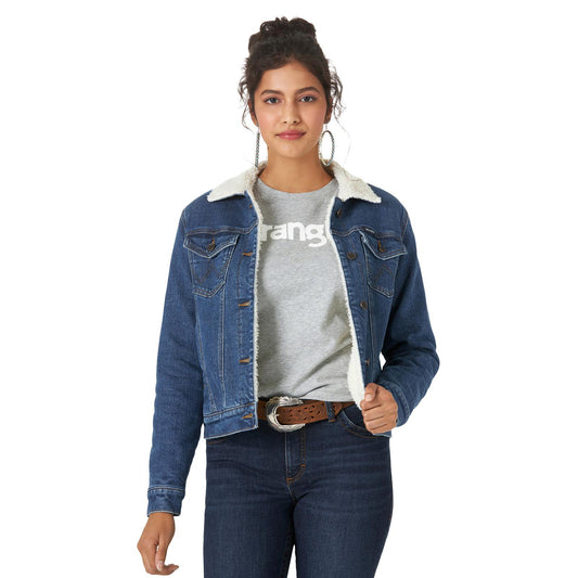 Wrangler Women's Jacket - Retro Denim Sherpa Lining