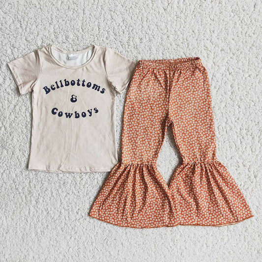 Aier - Girl's Bell Bottoms and Cowboys Set