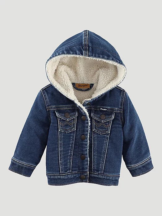 Wrangler Little Girl's Sherpa Lined Hooded Denim Jacket