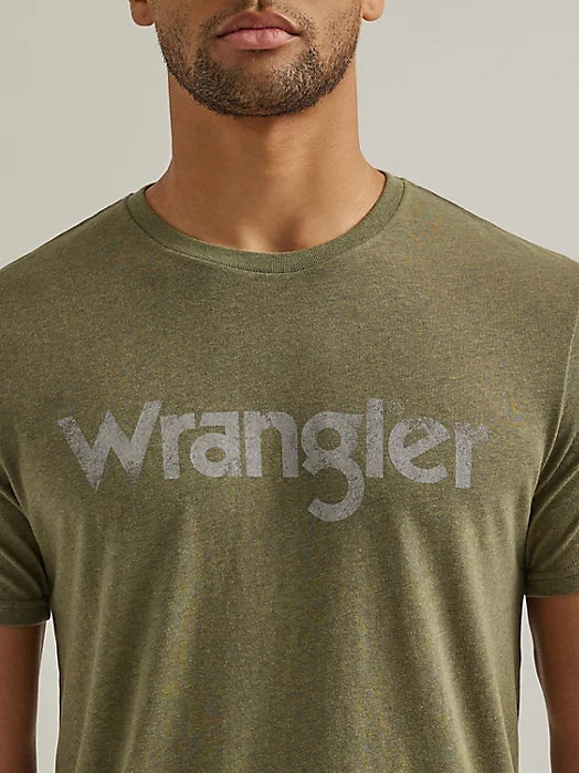 Wrangler Men's Short Sleeve T-Shirt - Wrangler Kabel Logo in Sage