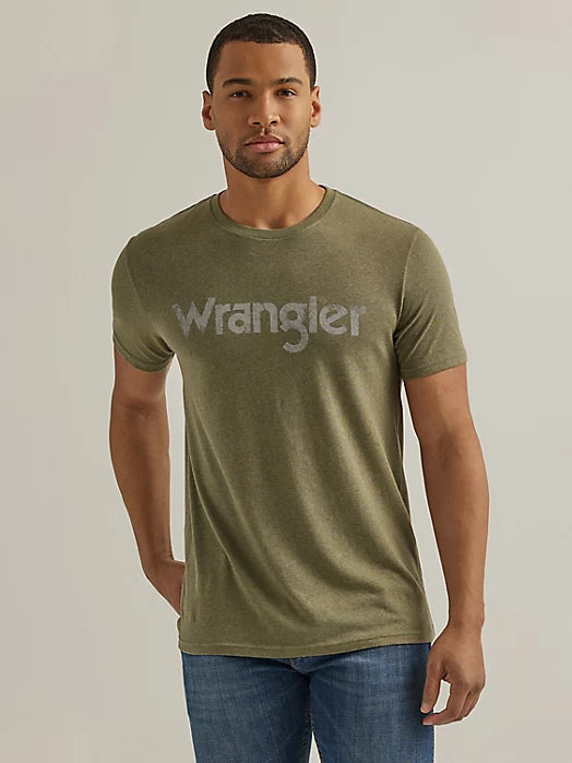 Wrangler Men's Short Sleeve T-Shirt - Wrangler Kabel Logo in Sage