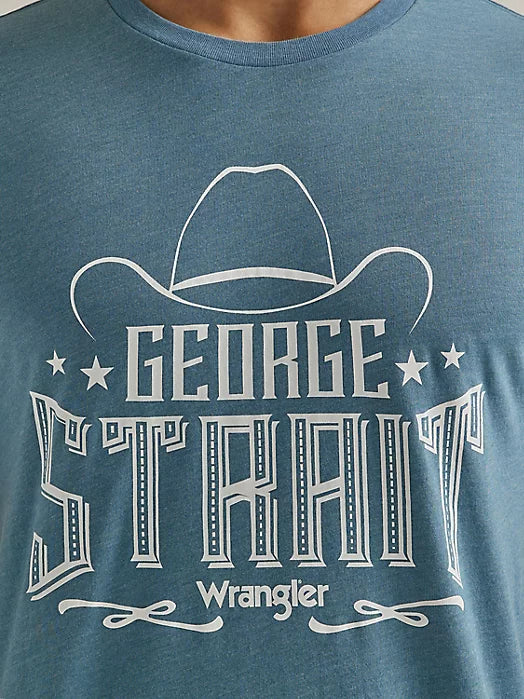 Wrangler Men's Short Sleeve T-Shirt - George Strait Graphic in Provincial Blue