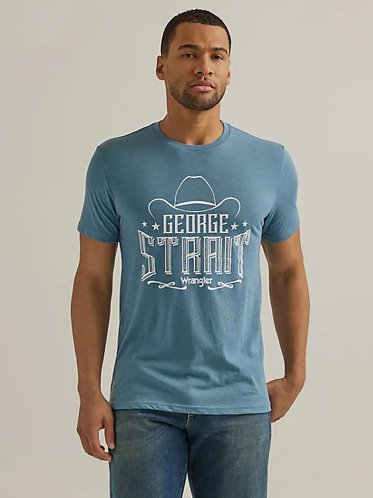 Wrangler Men's Short Sleeve T-Shirt - George Strait Graphic in Provincial Blue