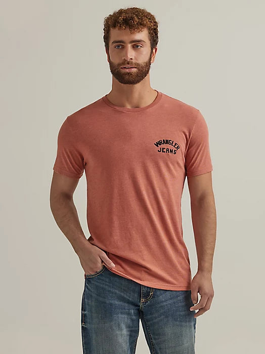 Wrangler Men's Short Sleeve T-Shirt - Wrangler Back Graphic in Redwood