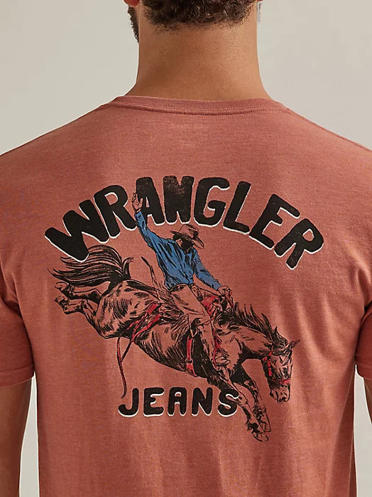 Wrangler Men's Short Sleeve T-Shirt - Wrangler Back Graphic in Redwood