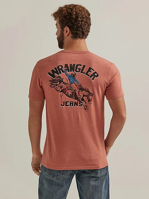 Wrangler Men's Short Sleeve T-Shirt - Wrangler Back Graphic in Redwood