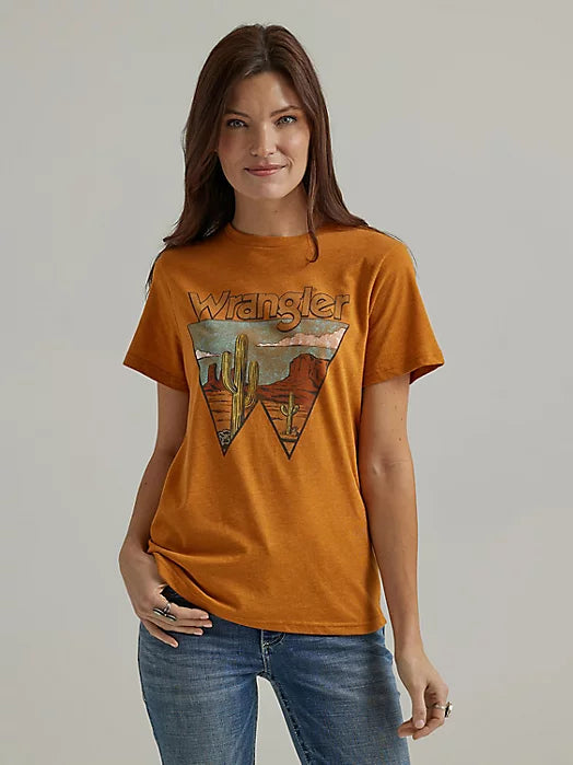 Wrangler Women's Short Sleeve T-Shirt - Southwestern Graphic in Thai Curry Heather