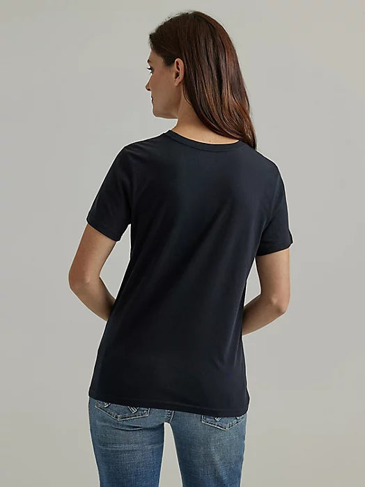 Wrangler Women's Short Sleeve T-Shirt - Wrangler Western Graphic in Jet Black Saddle